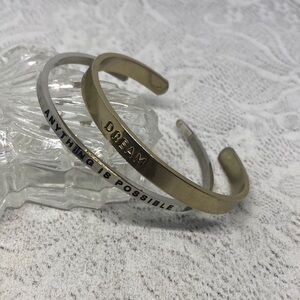 Curated bundle inspirational dream positive vibes text cuff bracelets boho.